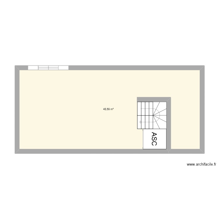 étage. Plan de 1 pièce et 49 m2