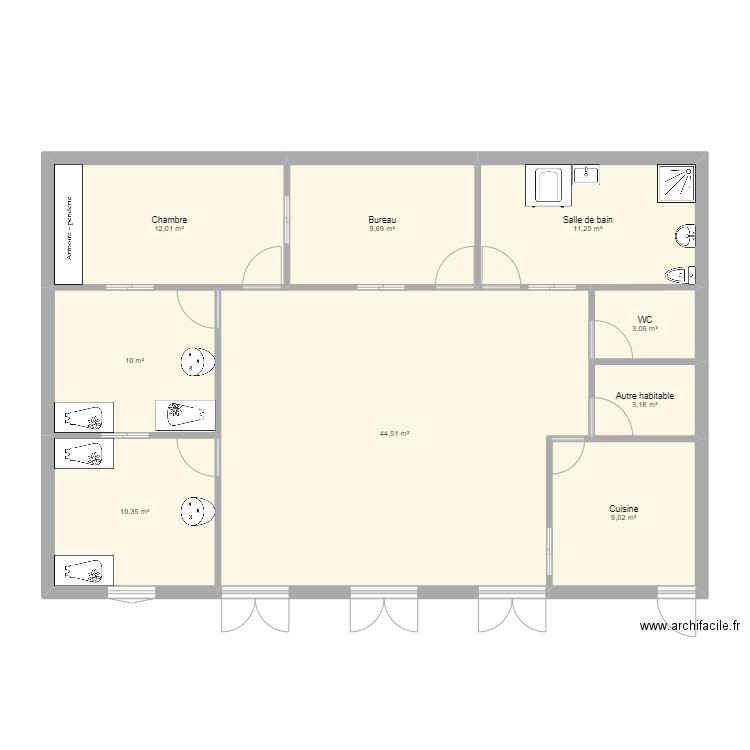 Plan mam 07/2024. Plan de 9 pièces et 113 m2