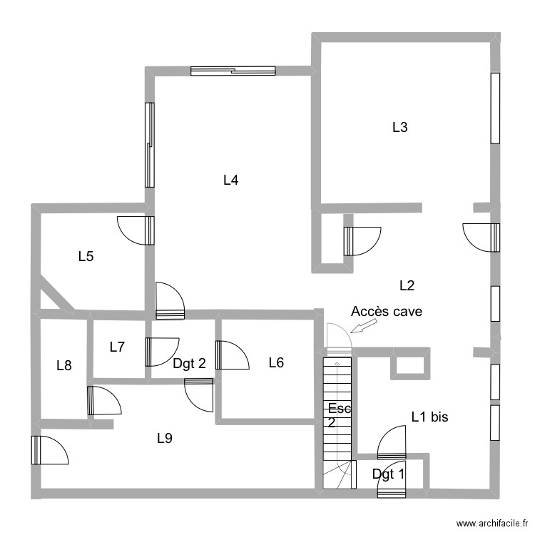 RDC maison. Plan de 5 pièces et 19 m2