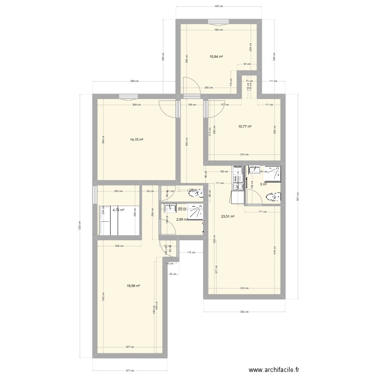 Etage2 projet 2. Plan de 8 pièces et 89 m2