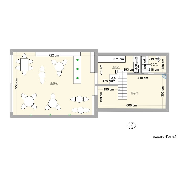 salle de the . Plan de 4 pièces et 67 m2