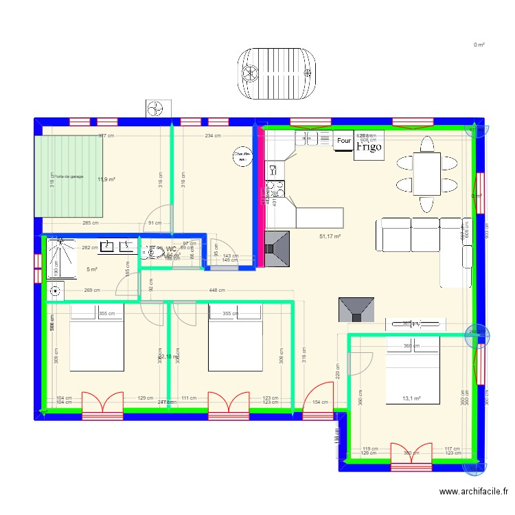 le peux neuf T1. Plan de 9 pièces et 105 m2