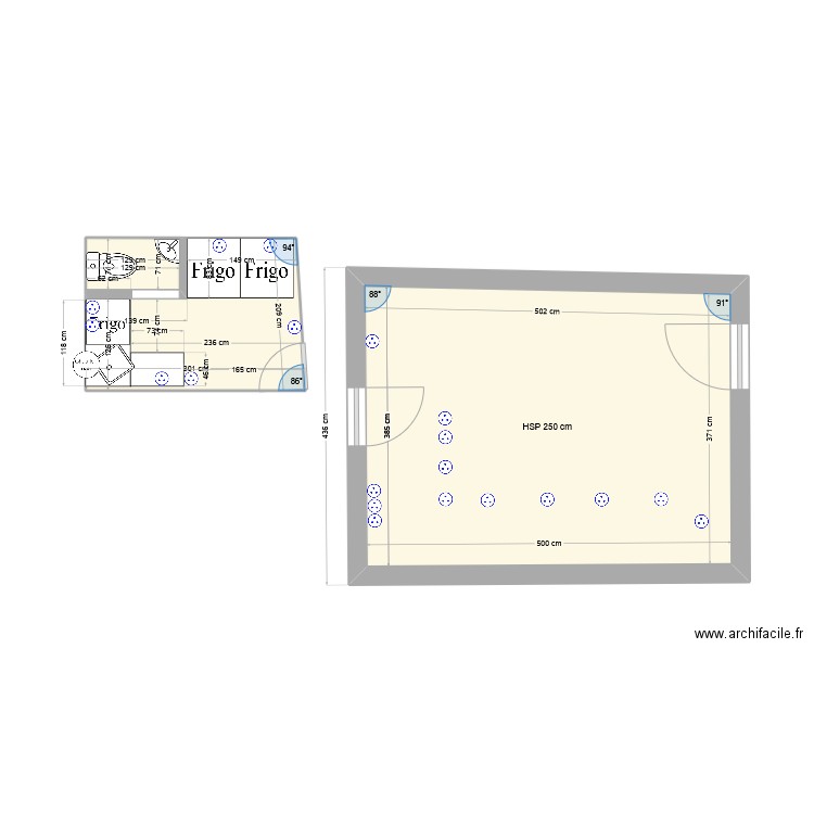 boutique. Plan de 3 pièces et 25 m2