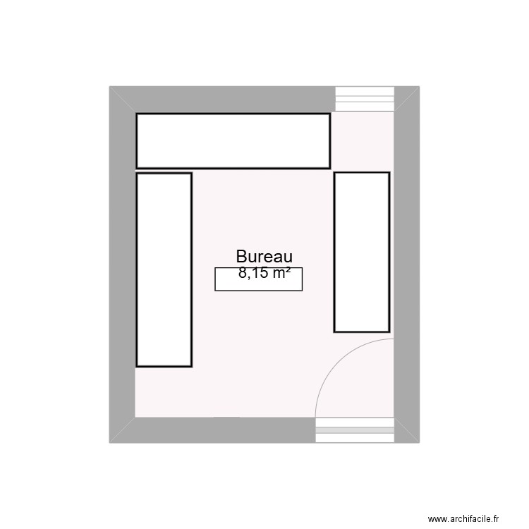 Bureau3. Plan de 1 pièce et 8 m2