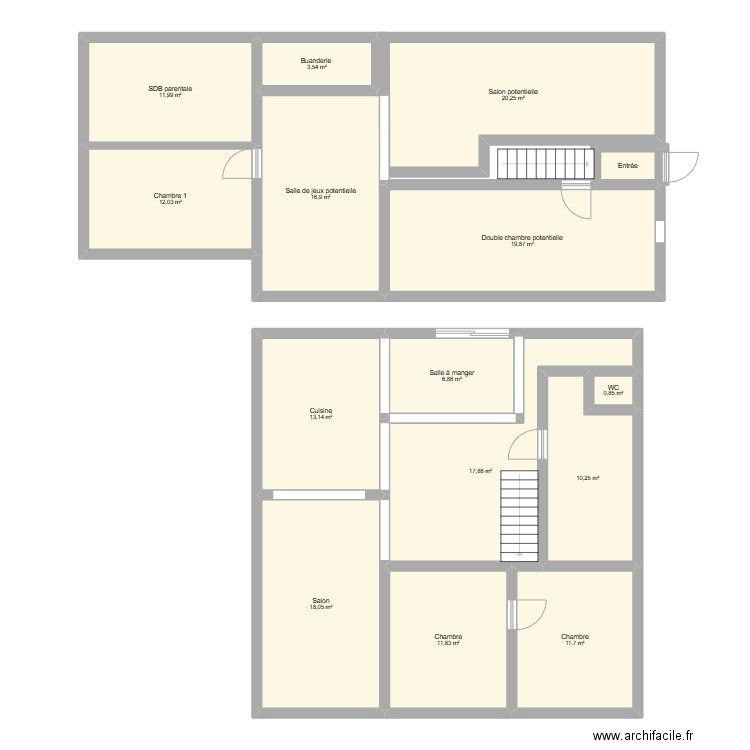 Maison laurine . Plan de 15 pièces et 176 m2