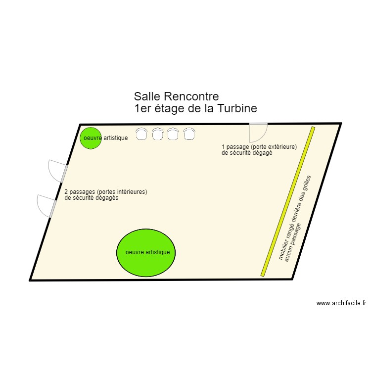 salle rencontre. Plan de 1 pièce et 45 m2