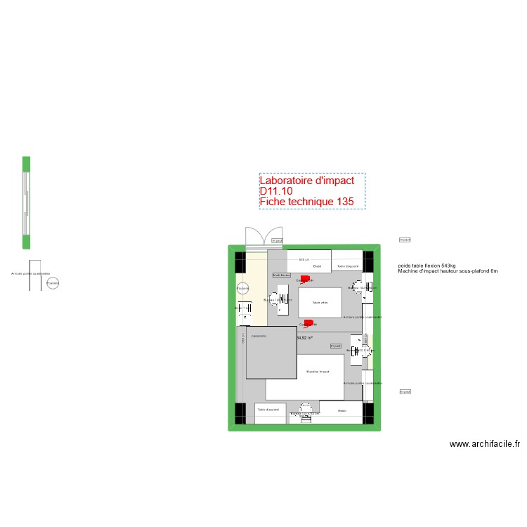 Labo  d'Impact V1. Plan de 1 pièce et 35 m2