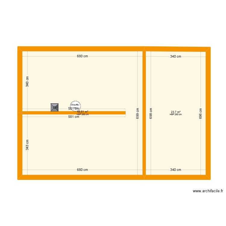 maison. Plan de 2 pièces et 70 m2