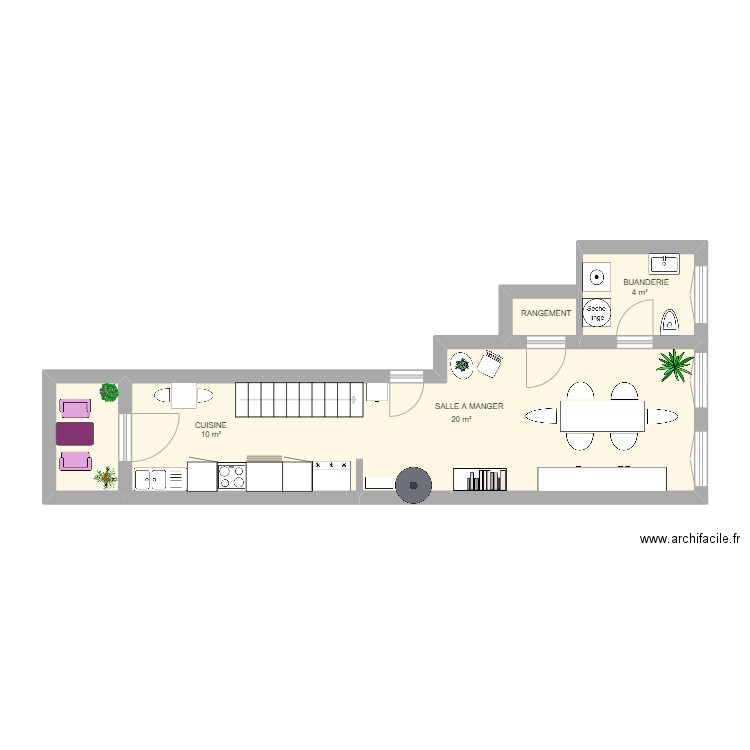 RDC BUIZINGEN. Plan de 4 pièces et 37 m2