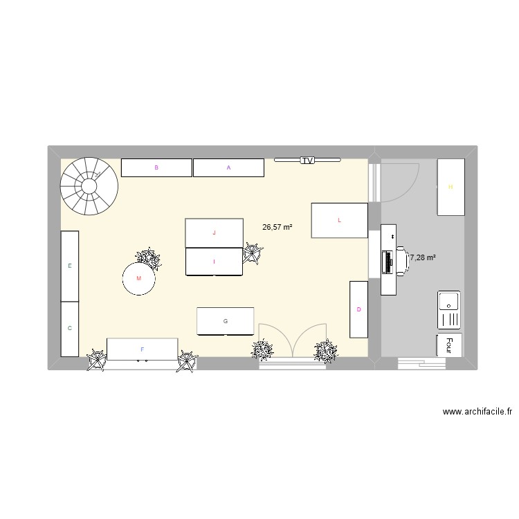 03.09 animation . Plan de 2 pièces et 34 m2