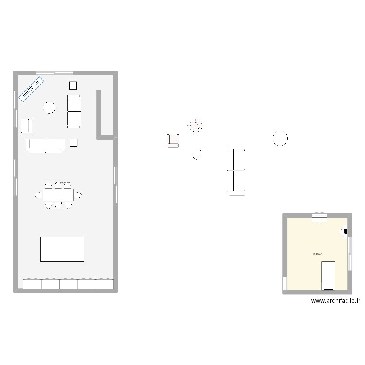 salon saint jacques. Plan de 2 pièces et 108 m2