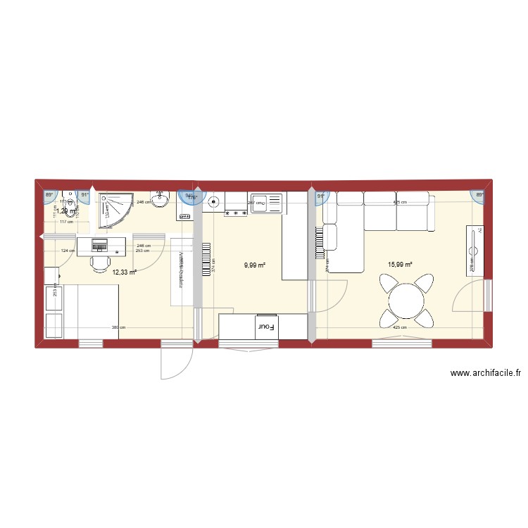 Plan annexe. Plan de 4 pièces et 40 m2