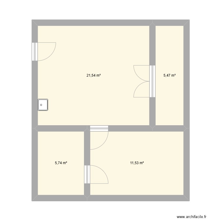 nouvel appart. Plan de 4 pièces et 44 m2