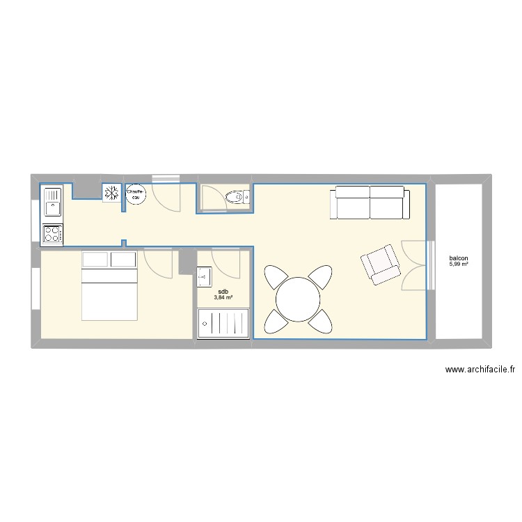 6_BLD_PASTEUR. Plan de 7 pièces et 53 m2