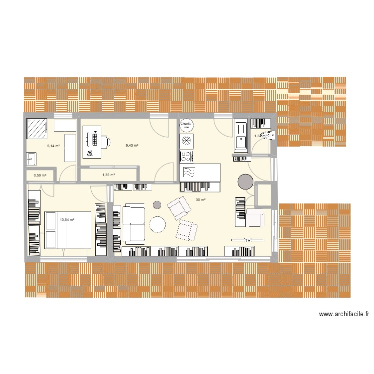 Nicolas MTRL. Plan de 7 pièces et 59 m2