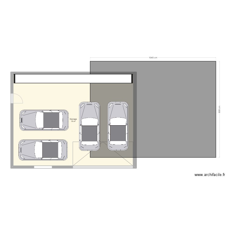 garage. Plan de 1 pièce et 76 m2