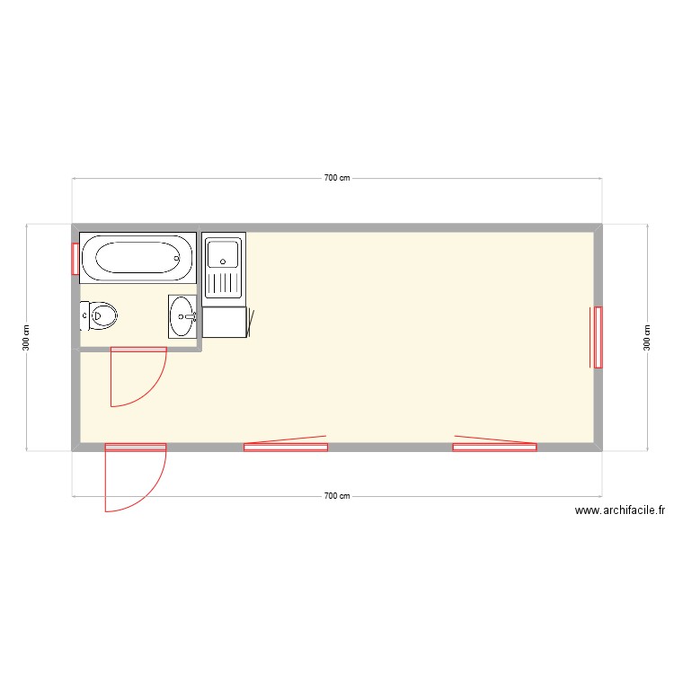 MODULE AR 116 FINITION BOIS EXT. Plan de 2 pièces et 19 m2