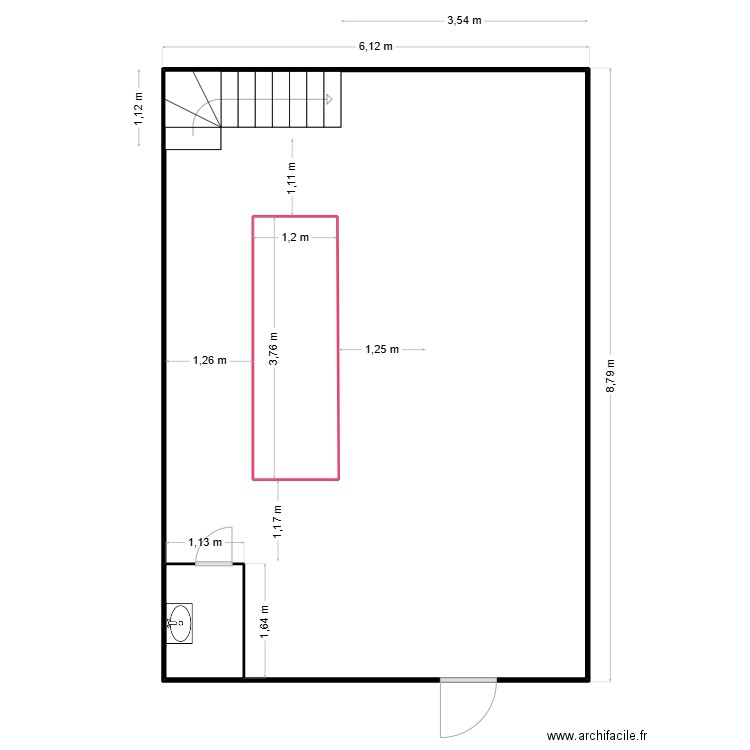 Pernes les Fontaines aménagements. Plan de 3 pièces et 57 m2