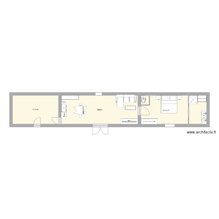 maison. Plan de 5 pièces et 45 m2