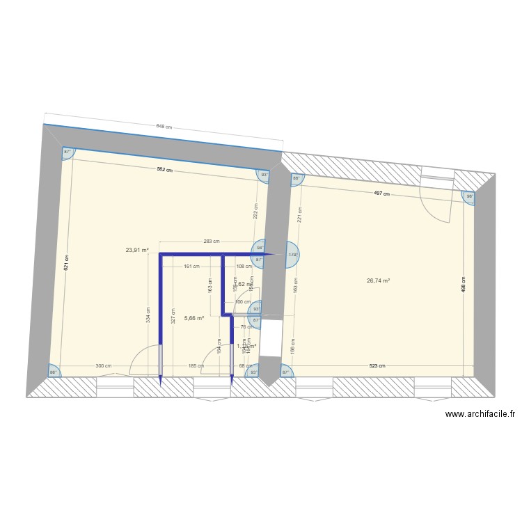 Apt 1 CONTI Placo. Plan de 5 pièces et 59 m2