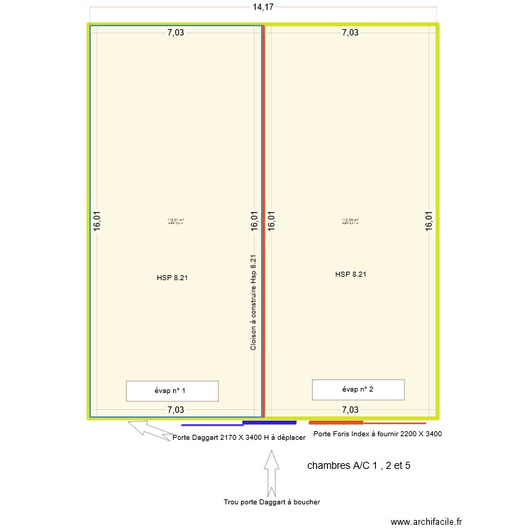 Pommes de Sèvres . Plan de 2 pièces et 225 m2