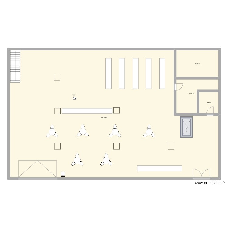 Salle mariage. Plan de 4 pièces et 362 m2