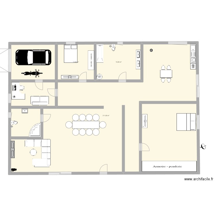 tl20907. Plan de 3 pièces et 242 m2