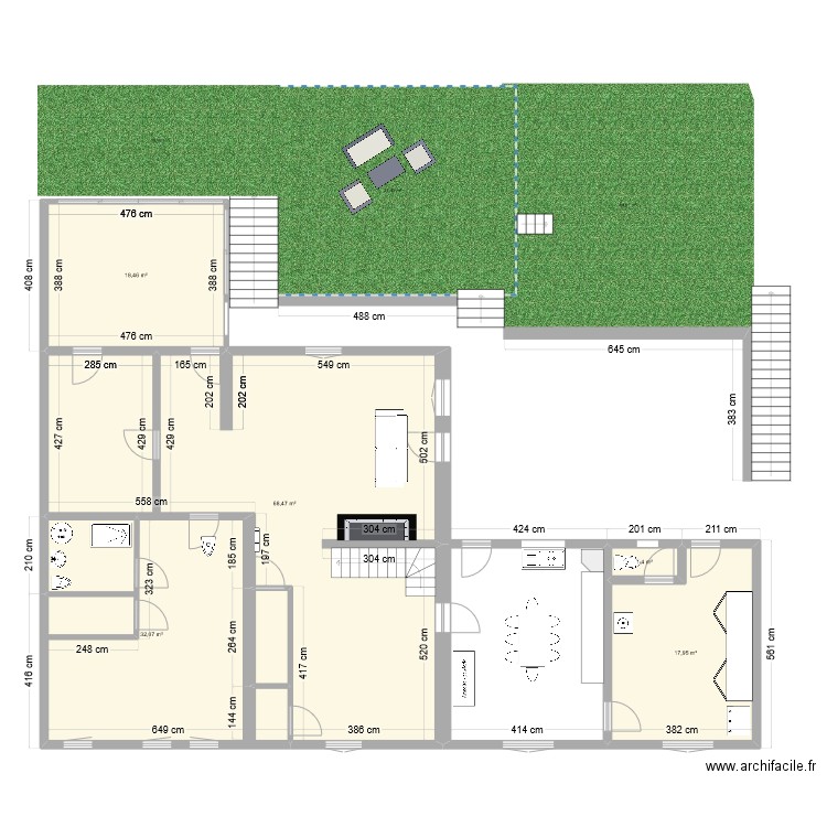 Maison - 1er étage. Plan de 6 pièces et 141 m2