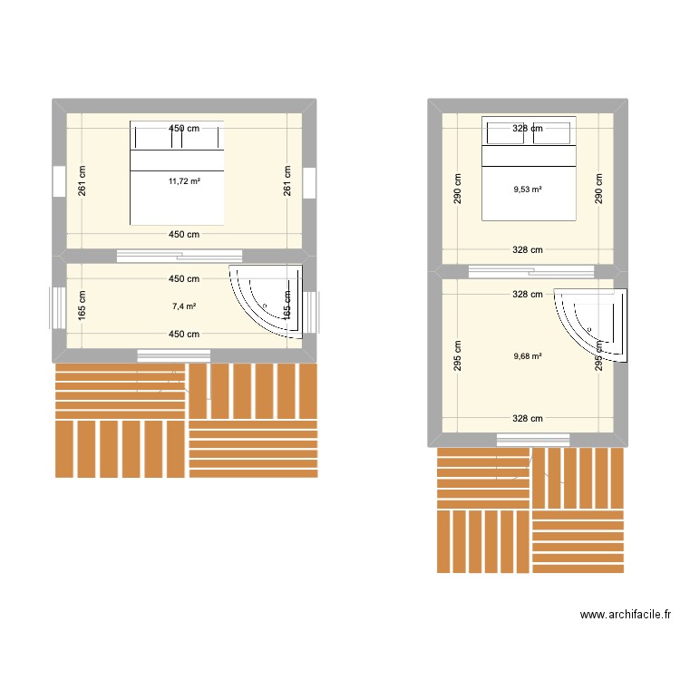 Bungalow. Plan de 4 pièces et 38 m2