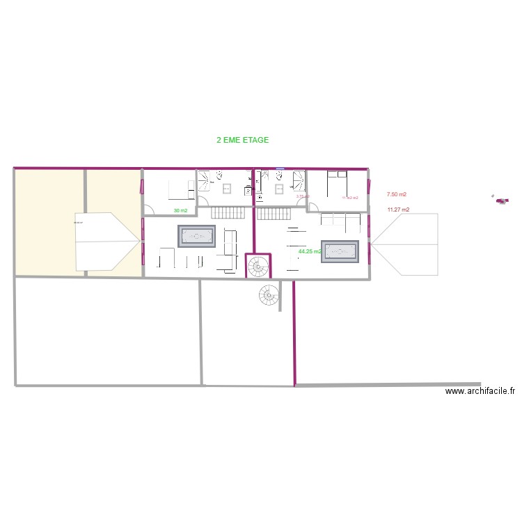 6 ETAGE PLAN ARCHITECTE DUPLEX. Plan de 18 pièces et 1480 m2