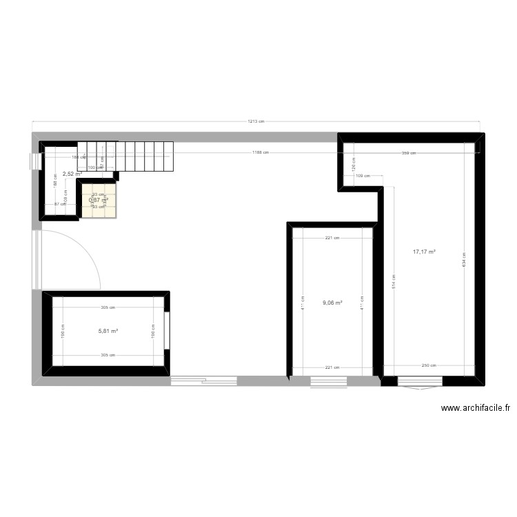 essai. Plan de 5 pièces et 35 m2