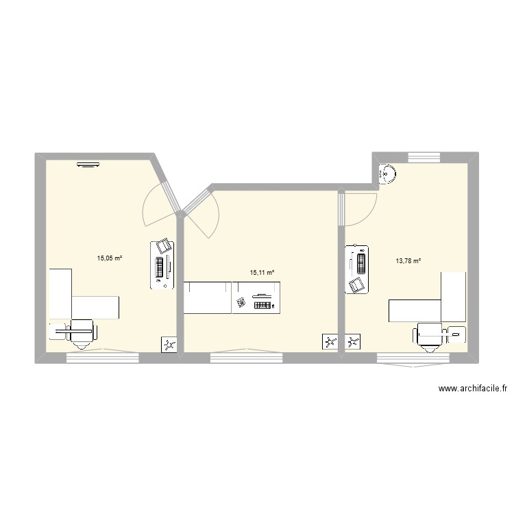 NEW DOMENE MSP. Plan de 3 pièces et 44 m2