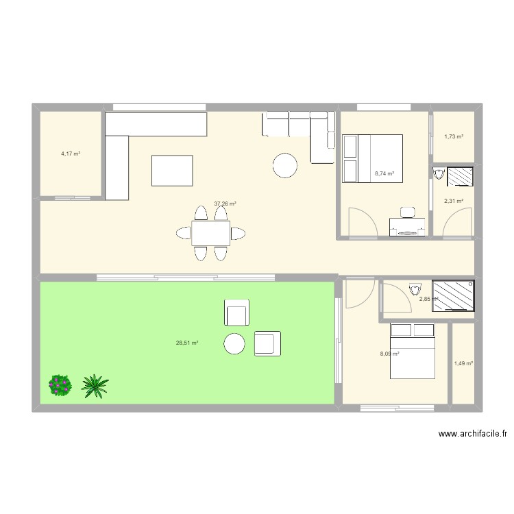 PF - espace 14. Plan de 9 pièces et 95 m2