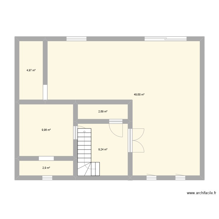 Plan maison 1 . Plan de 6 pièces et 79 m2