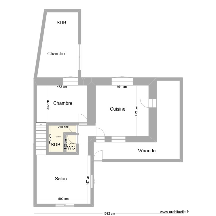 Maison de base. Plan de 4 pièces et 31 m2