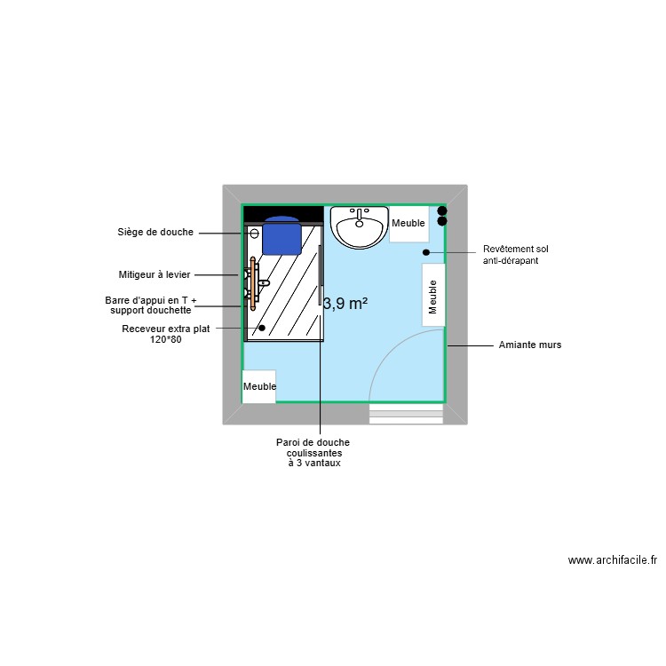 Projet HELGUERA 1. Plan de 1 pièce et 4 m2