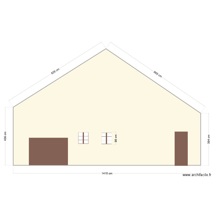 façade route. Plan de 1 pièce et 91 m2