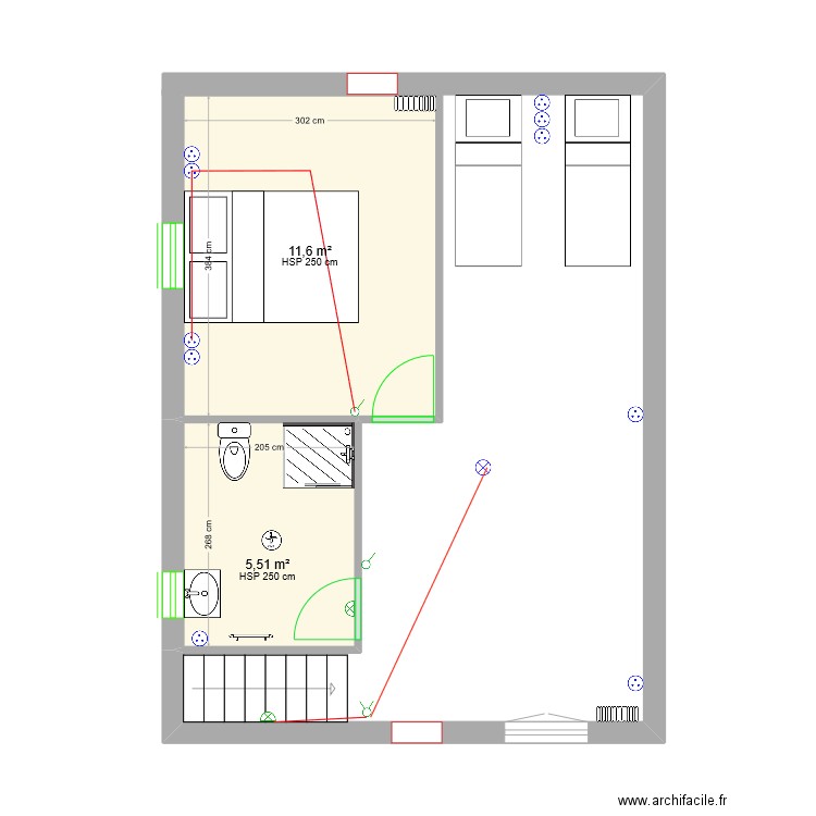 plan. Plan de 2 pièces et 17 m2