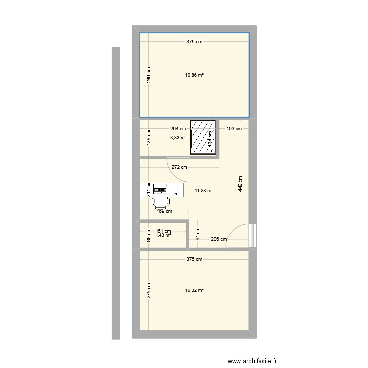 Papy Surcouf. Plan de 5 pièces et 37 m2