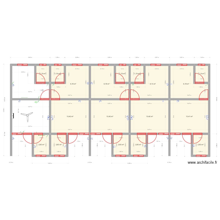 chambre salon2. Plan de 18 pièces et 96 m2