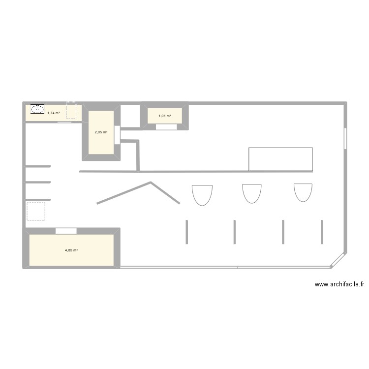 pharaacie. Plan de 4 pièces et 10 m2