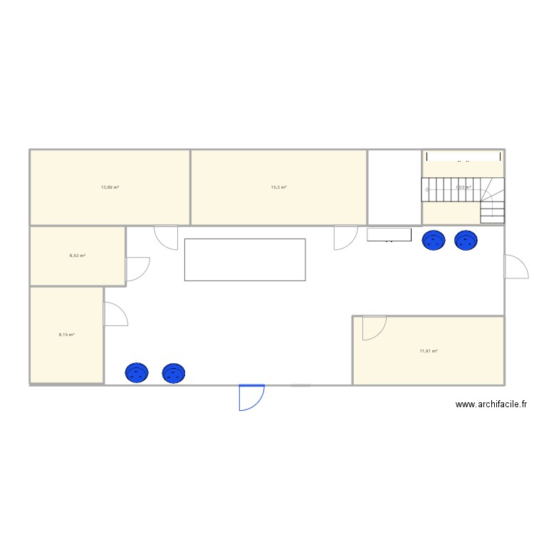 body minute. Plan de 6 pièces et 63 m2