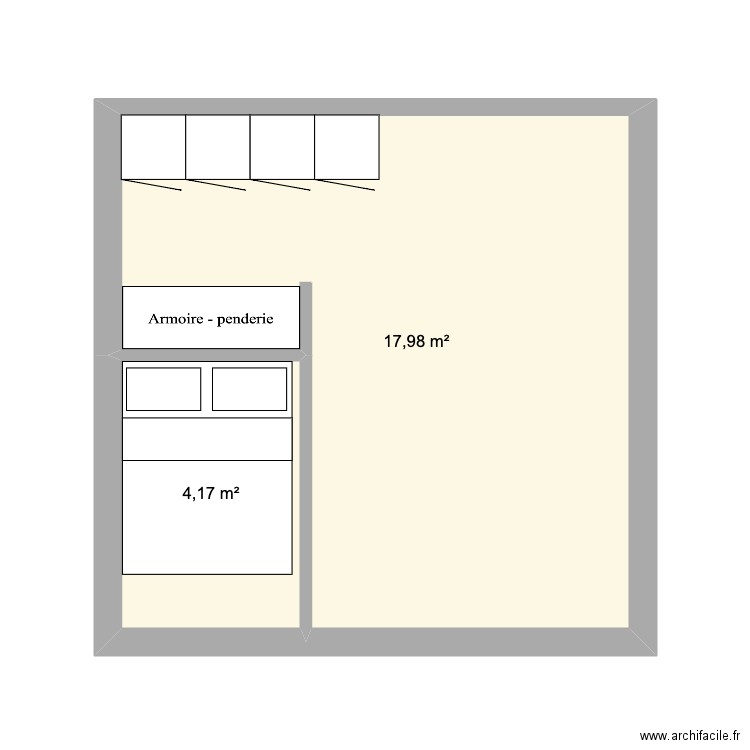 Noville. Plan de 2 pièces et 22 m2