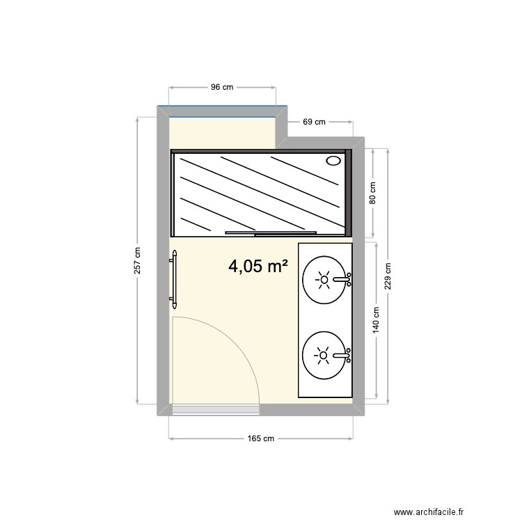 Salle de bain Hugo T.. Plan de 1 pièce et 4 m2