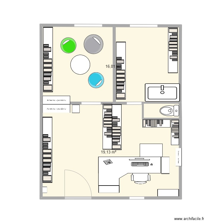 Beaurepaire. Plan de 2 pièces et 36 m2