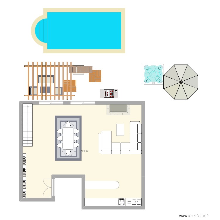 anglais S2. Plan de 1 pièce et 71 m2