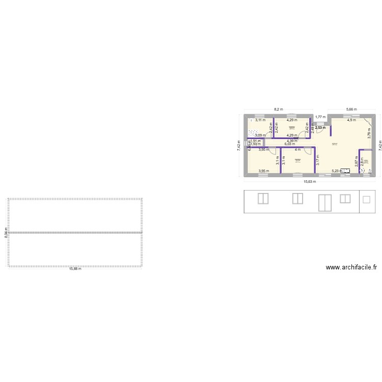 Noaillac 2. Plan de 5 pièces et 94 m2