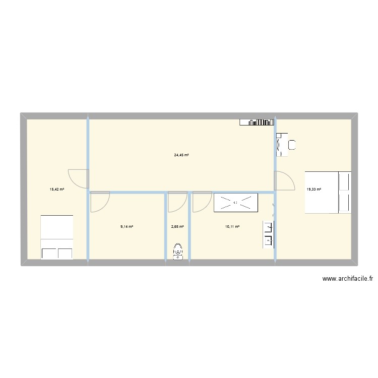 maison au crépis vert 2e etage. Plan de 6 pièces et 81 m2