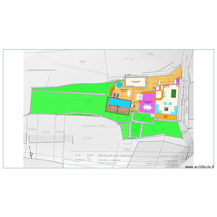 TERRAIN haut 2. Plan de 15 pièces et 585 m2