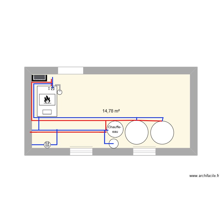 Chaufferie bp. Plan de 1 pièce et 15 m2